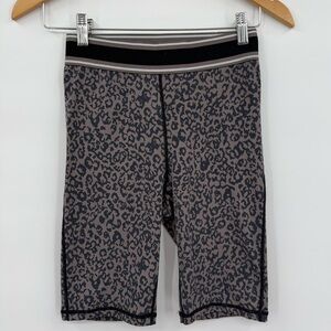 Mono B Leopard Print High Rise Bike Shorts in Gray/Black | Size Small
